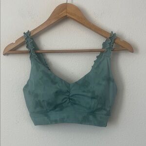 JoyLab Teal Tie Due Ruffle Strap Sports Bra